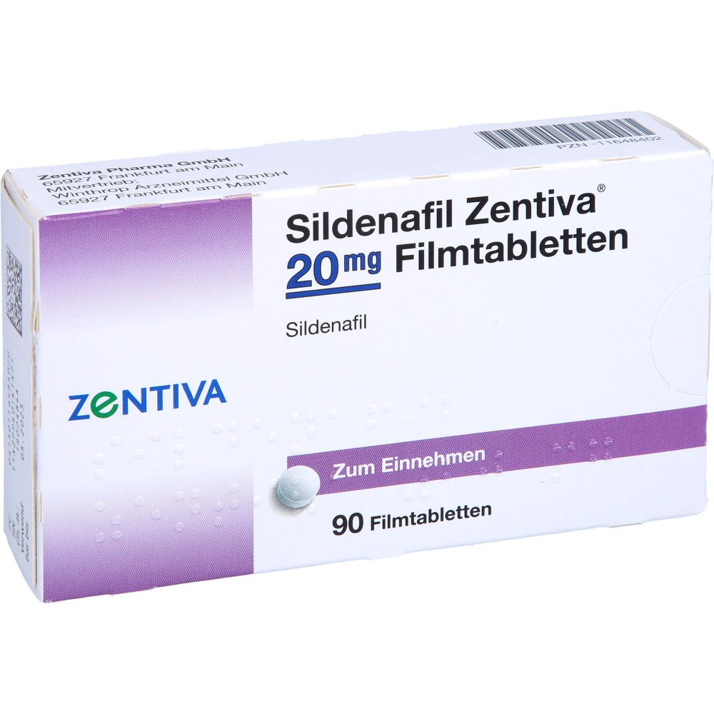 Das Produktfoto zeigt Sildenafil Zentiva 20 Mg Filmtabletten (90 stk) PZN 11648402