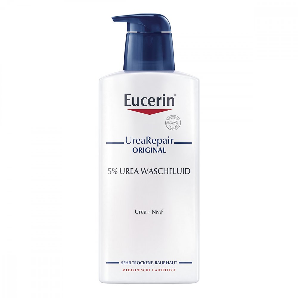 Das Produktfoto zeigt Eucerin Urearepair Original Waschfluid 5% (400 ml) PZN 11678030