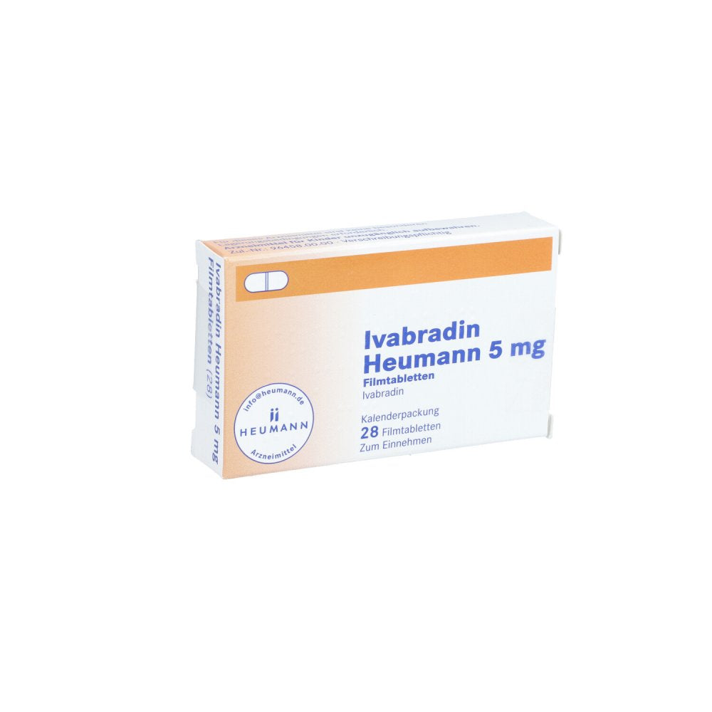 Das Produktfoto zeigt Ivabradin Heumann 5 Mg Filmtabletten (28 stk) PZN 11693294