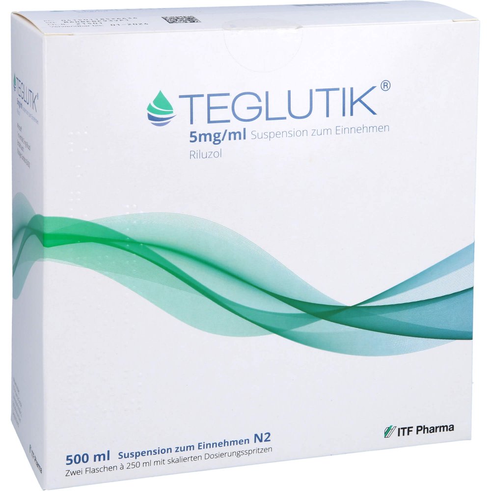 Das Produktfoto zeigt Teglutik 5 Mg/Ml Suspension Zum Einnehmen (500 ml) PZN 11852663