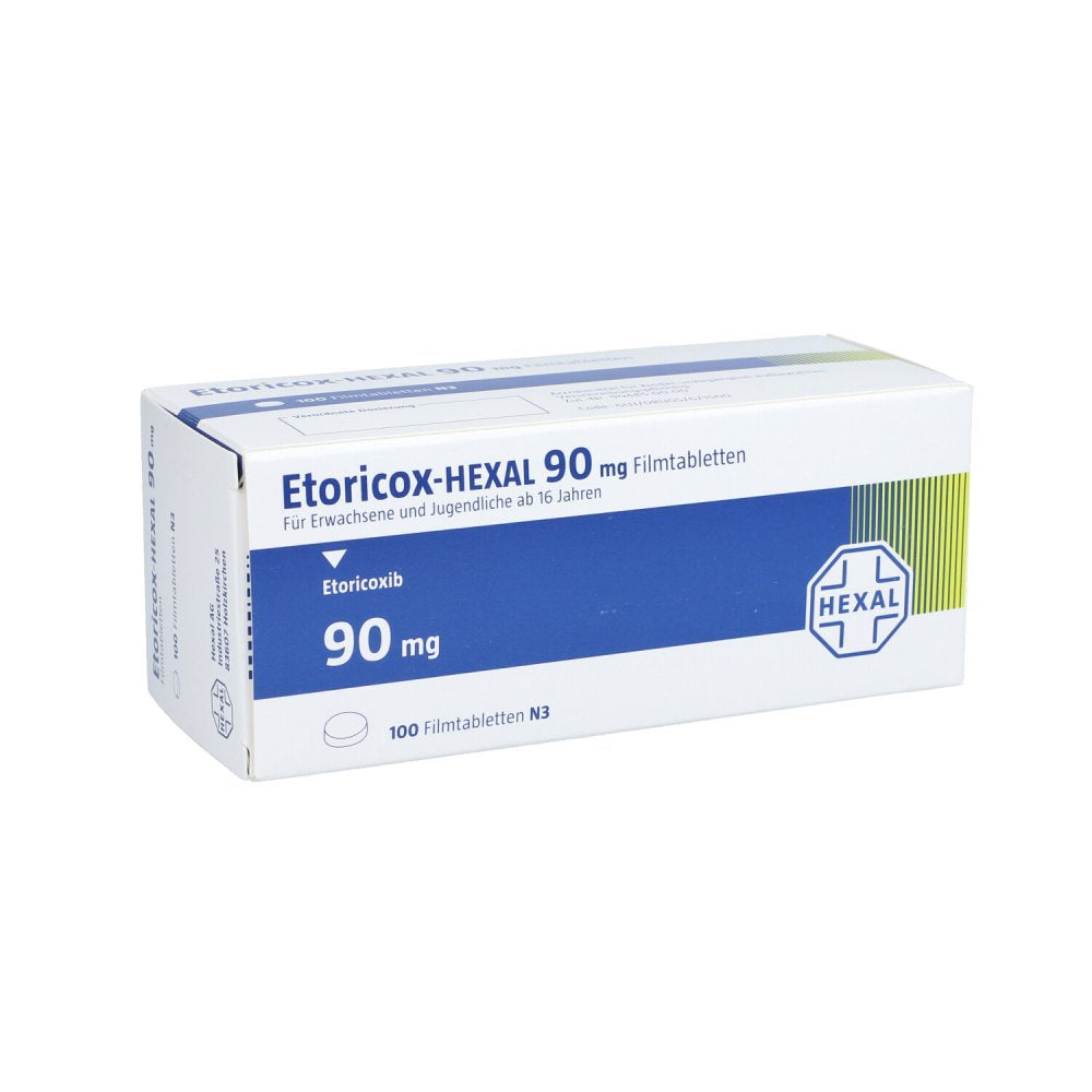 Das Produktfoto zeigt Etoricox-Hexal 90 Mg Filmtabletten (100 stk) PZN 11872312