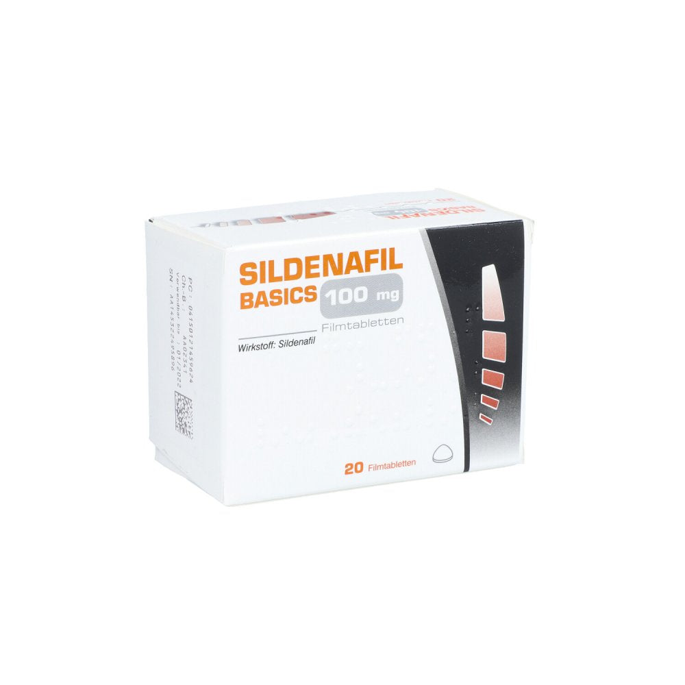 Das Produktfoto zeigt Sildenafil Basics 100 Mg Filmtabletten (20 stk) PZN 12145962