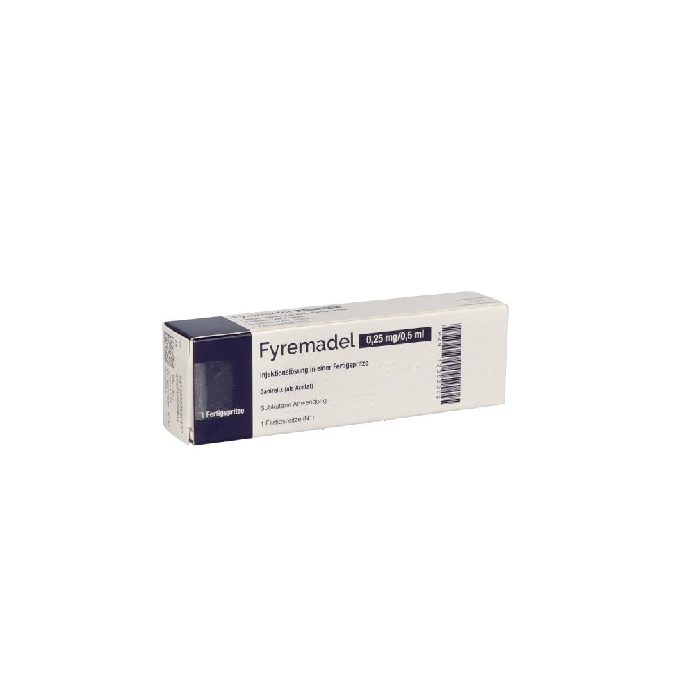 Das Produktfoto zeigt Fyremadel 0,25 Mg/0,5 Ml Inj.-Lsg.I.E.Fertigspr. (1 stk) PZN 12352052