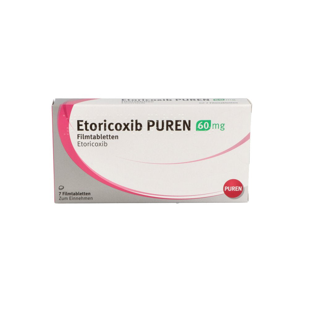Das Produktfoto zeigt Etoricoxib Puren 60 Mg Filmtabletten (7 stk) PZN 12361654