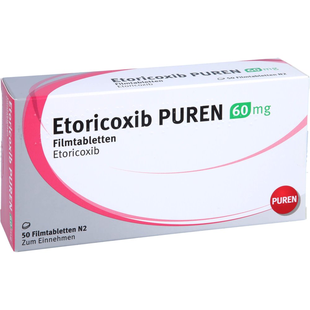 Das Produktfoto zeigt Etoricoxib Puren 60 Mg Filmtabletten (50 stk) PZN 12361677