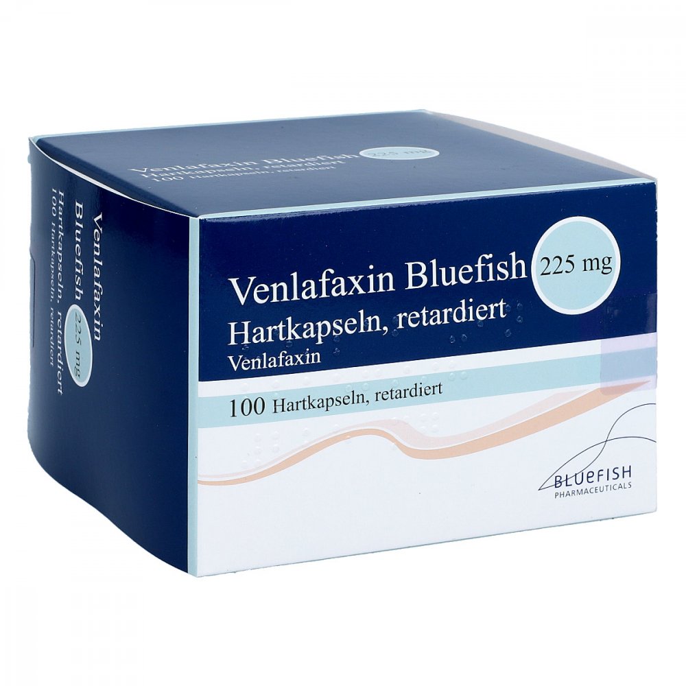 Das Produktfoto zeigt Venlafaxin Bluefish 225 Mg Hartkapseln Retardiert (100 stk) PZN 12389670