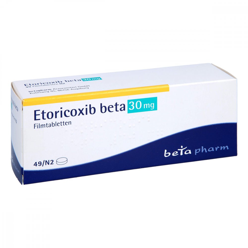 Das Produktfoto zeigt Etoricoxib Beta 30 Mg Filmtabletten (49 stk) PZN 12444179
