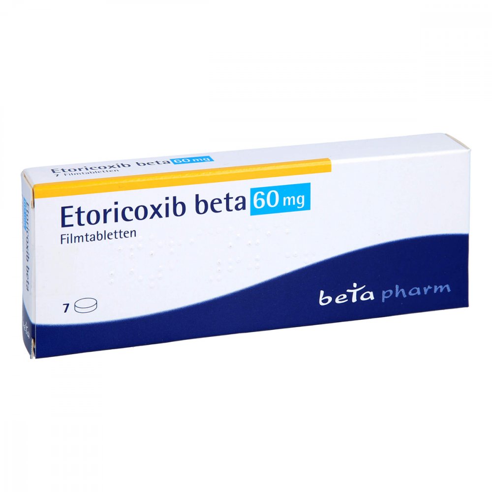 Das Produktfoto zeigt Etoricoxib Beta 60 Mg Filmtabletten (7 stk) PZN 12444191