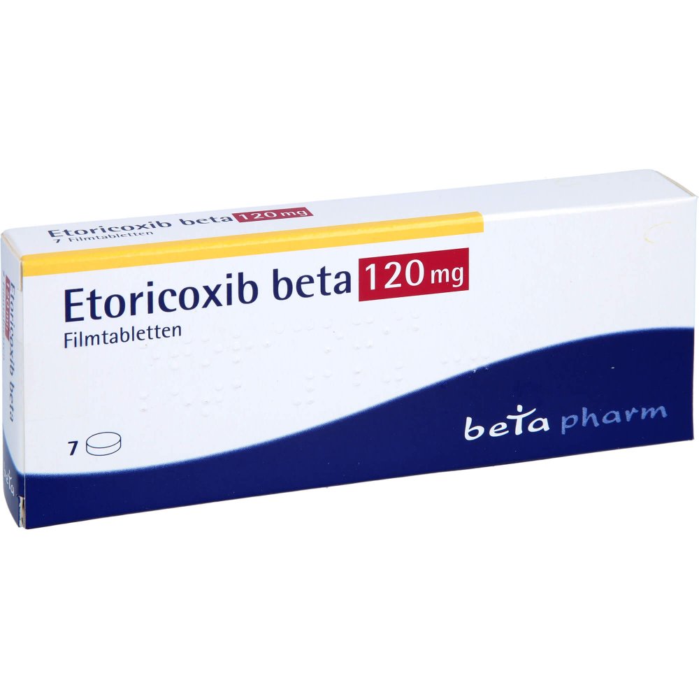 Das Produktfoto zeigt Etoricoxib Beta 120 Mg Filmtabletten (7 stk) PZN 12444297