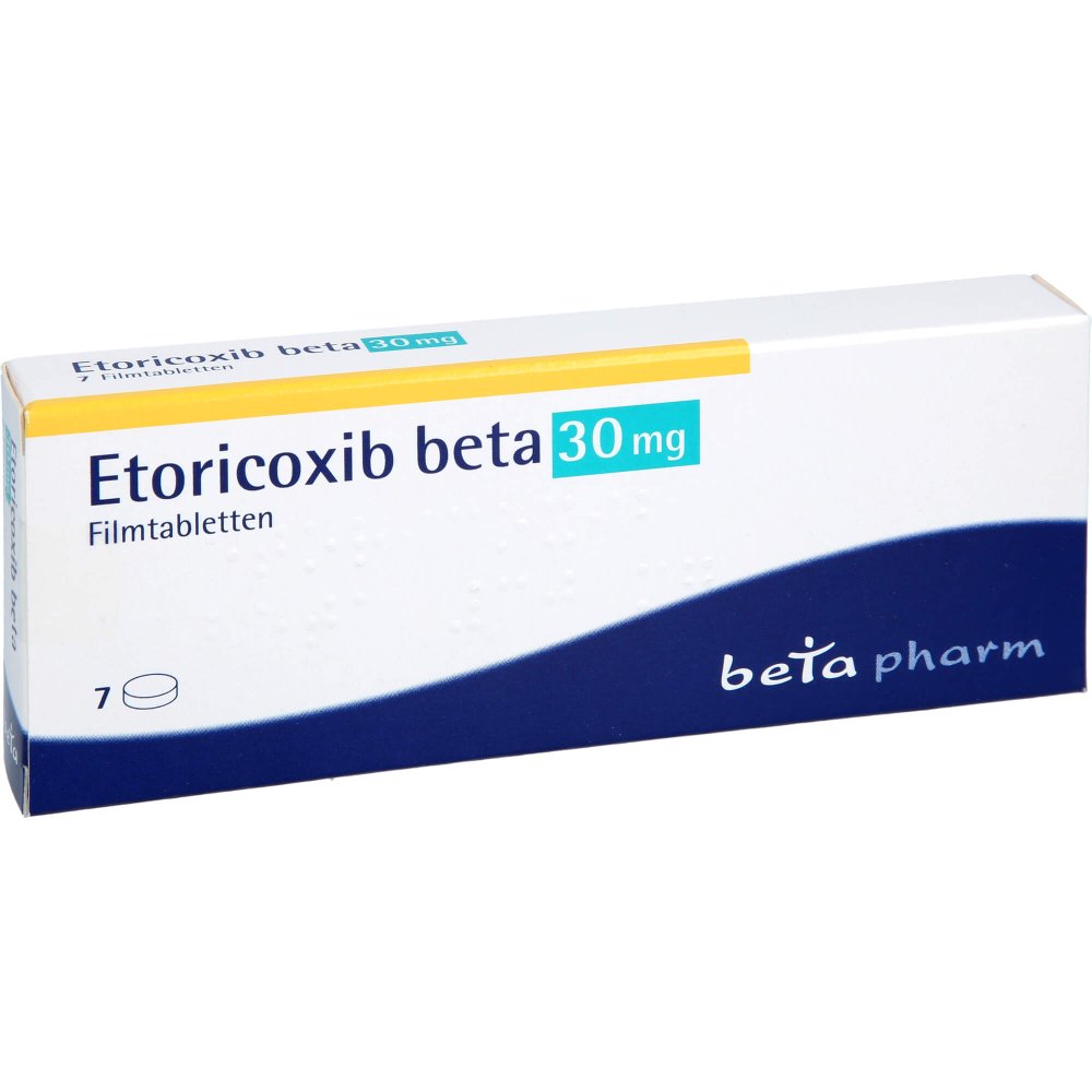 Das Produktfoto zeigt Etoricoxib Beta 30 Mg Filmtabletten (7 stk) PZN 12456194