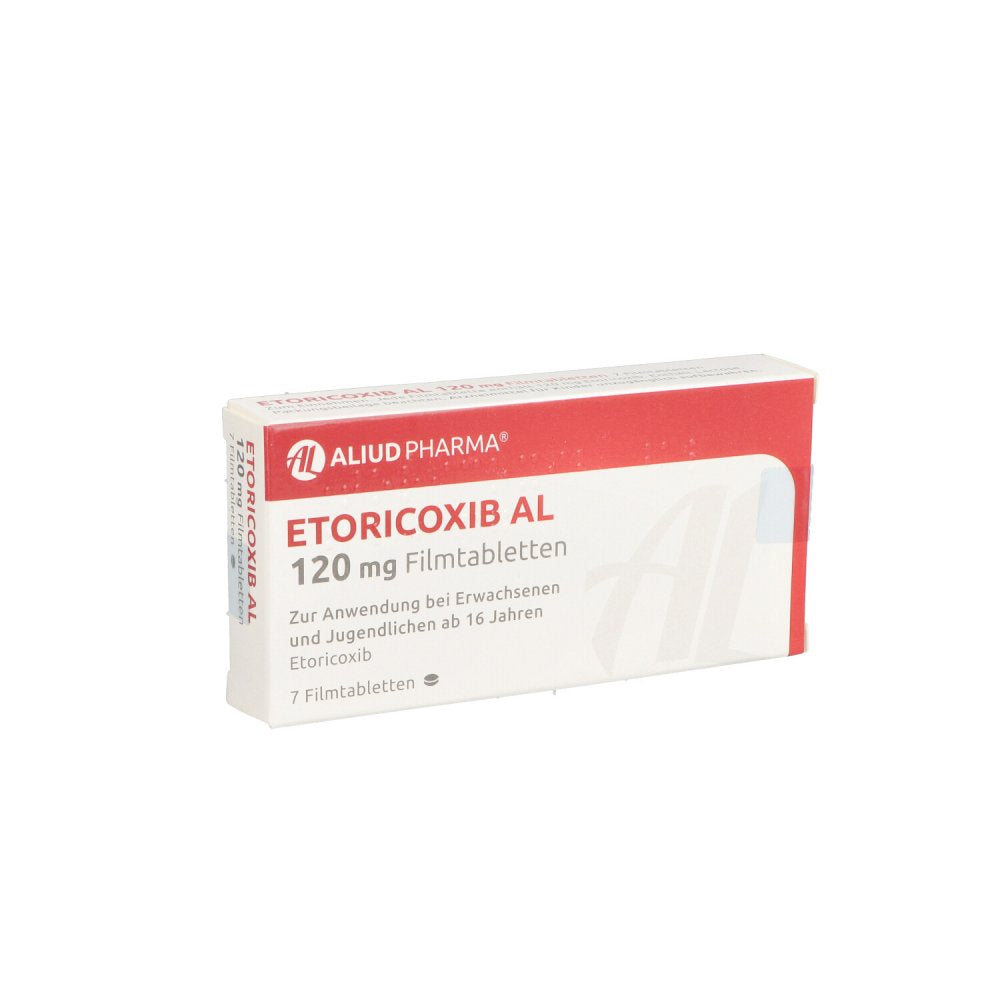 Das Produktfoto zeigt Etoricoxib Al 120 Mg Filmtabletten (7 stk) PZN 12464495