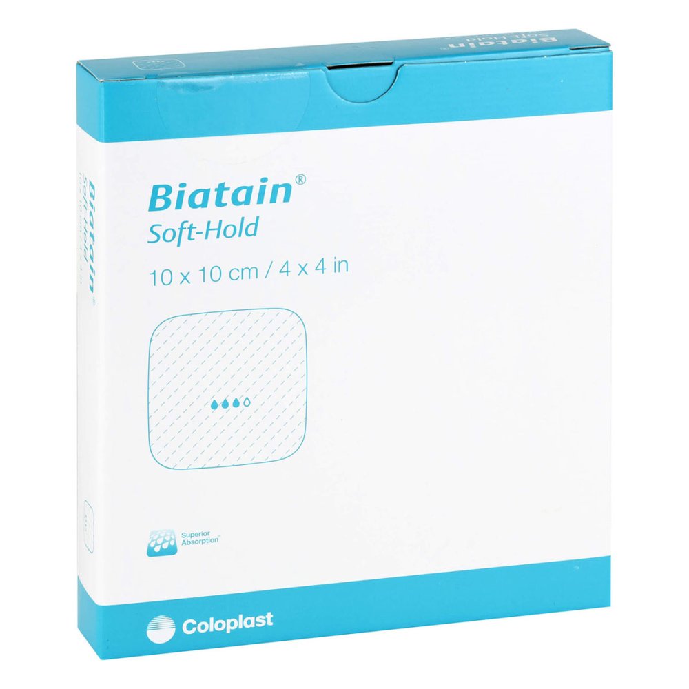 Das Produktfoto zeigt Biatain Schaumverband 10x10 Cm Sanft Haftend (5 stk) PZN 12468837