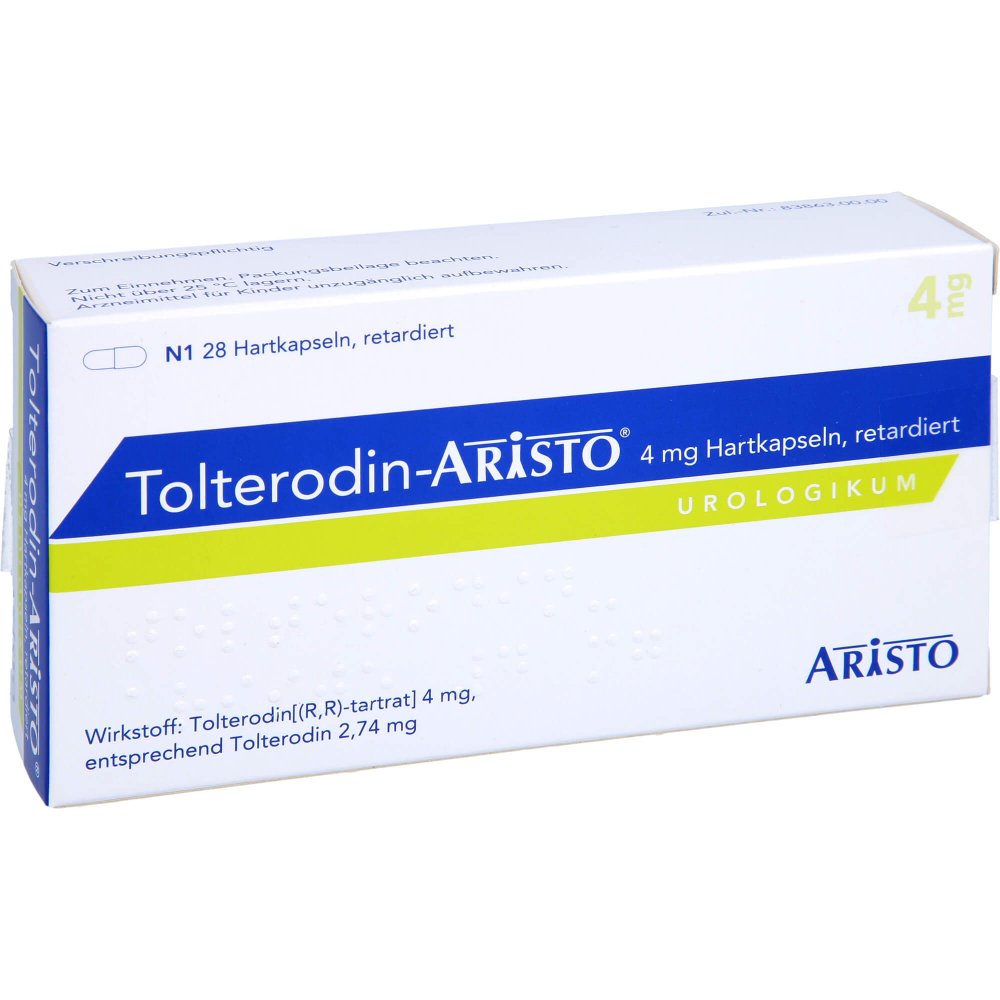 Das Produktfoto zeigt Tolterodin Aristo 4 Mg Hartkapseln Retardiert (28 stk) PZN 12469363