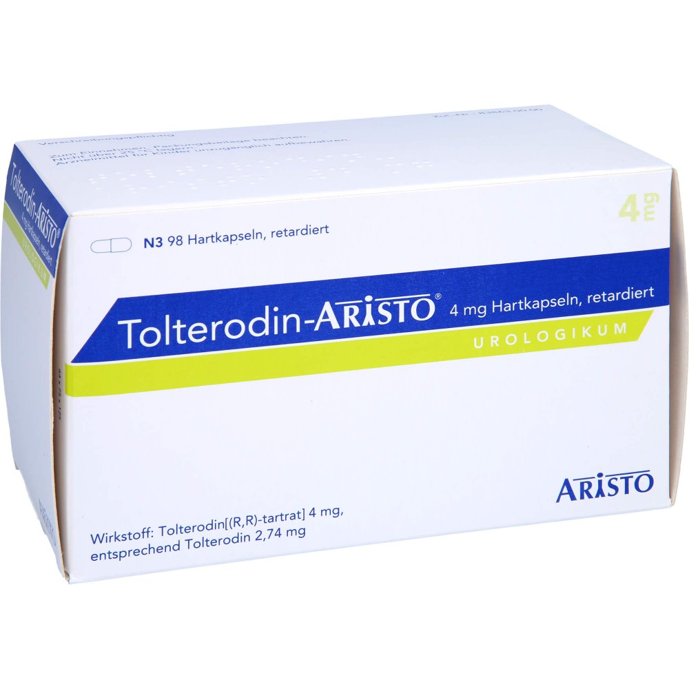 Das Produktfoto zeigt Tolterodin Aristo 4 Mg Hartkapseln Retardiert (98 stk) PZN 12469392