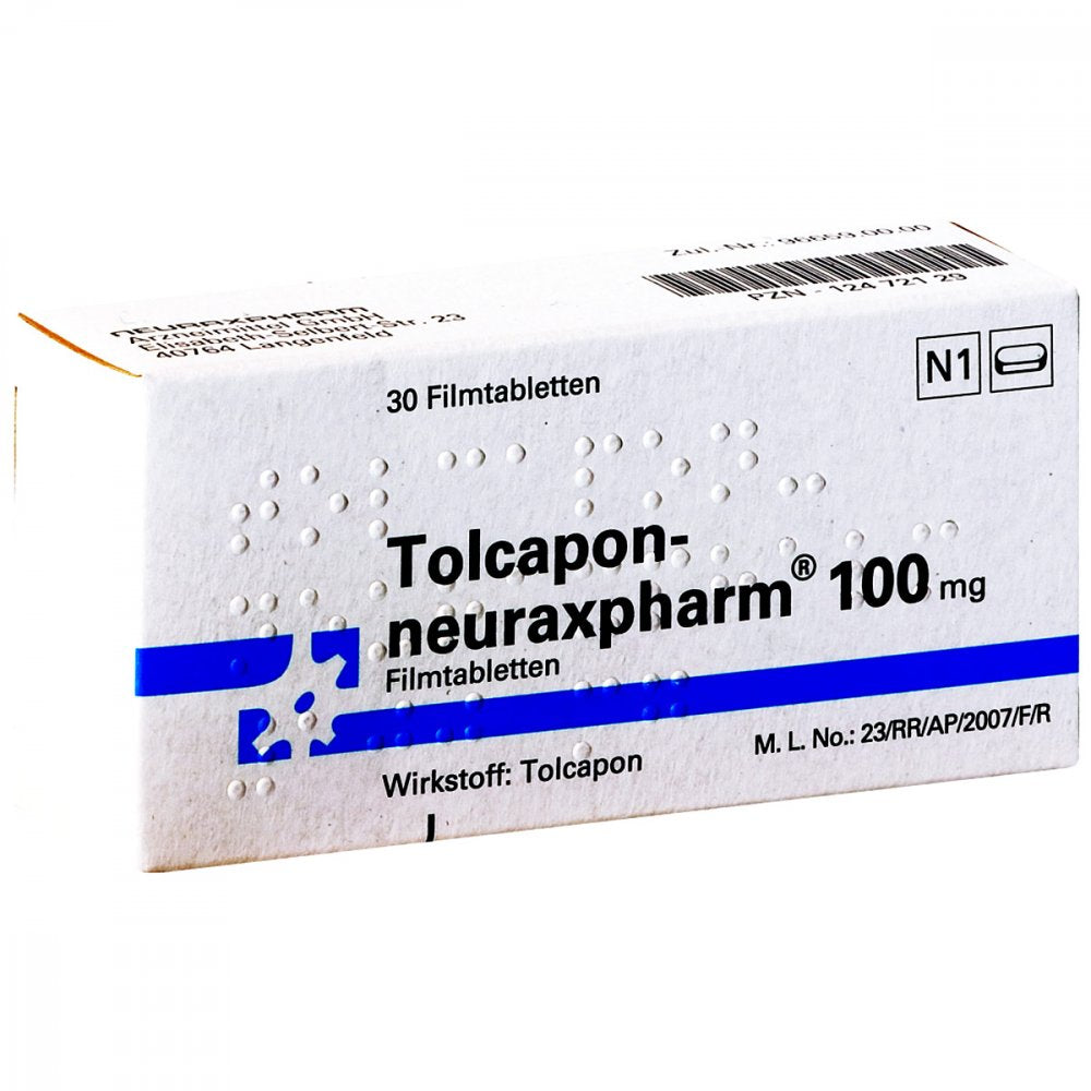 Das Produktfoto zeigt Tolcapon-Neuraxpharm 100 Mg Filmtabletten (30 stk) PZN 12472129