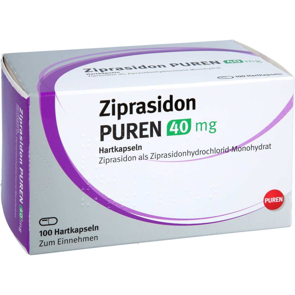 Das Produktfoto zeigt Ziprasidon Puren 40 Mg Hartkapseln (100 stk) PZN 12479568