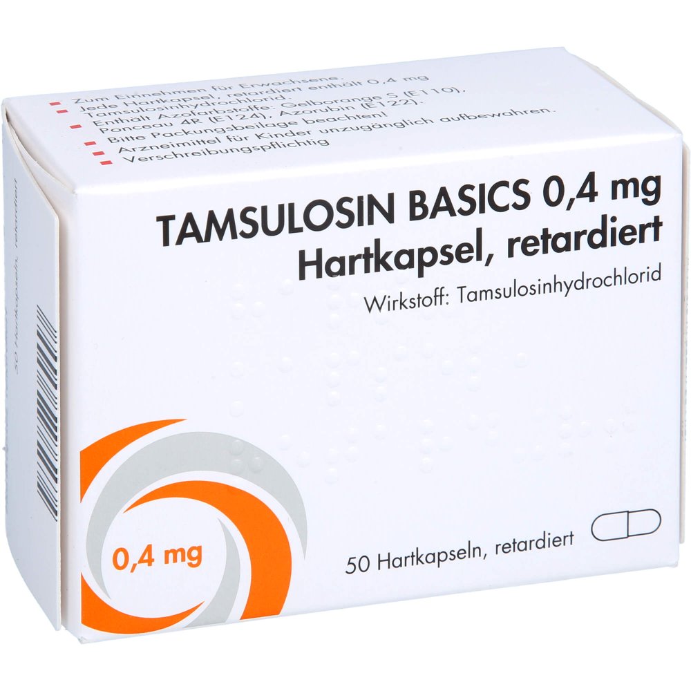 Das Produktfoto zeigt Tamsulosin Basics 0,4 Mg Hartkaps.Retard.Sun (50 stk) PZN 12529214