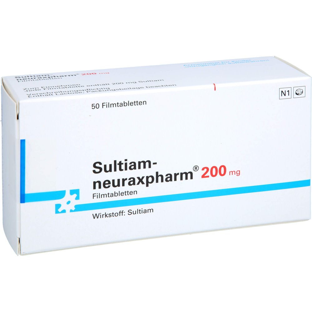 Das Produktfoto zeigt Sultiam-Neuraxpharm 200 Mg Filmtabletten (50 stk) PZN 12547442
