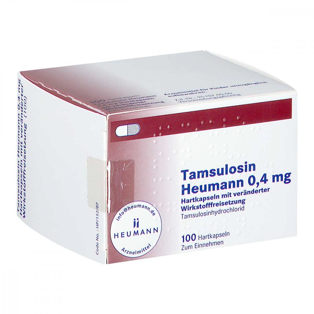 Das Produktfoto zeigt Tamsulosin Heumann 0,4 Mg Hartk.Verä.Wst.-Frs. (100 stk) PZN 12582177