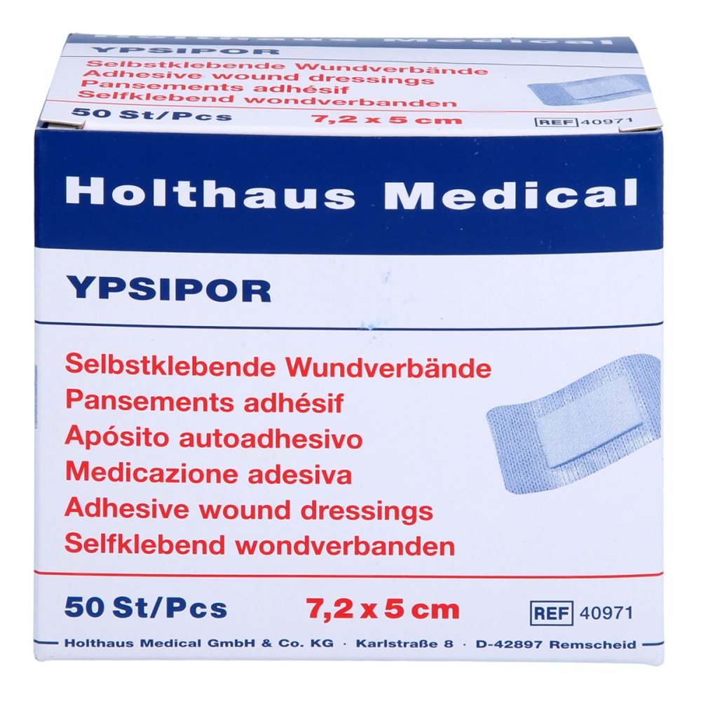 Das Produktfoto zeigt Ypsipor Wundverband Steril 5x7,2 Cm (50 stk) PZN 12604536