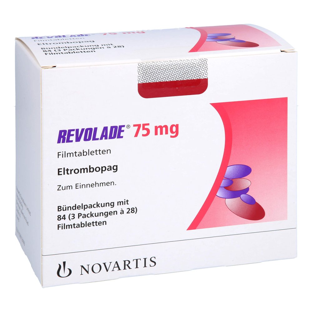 Das Produktfoto zeigt Revolade 75 Mg Filmtabletten (3X28 stk) PZN 12643430