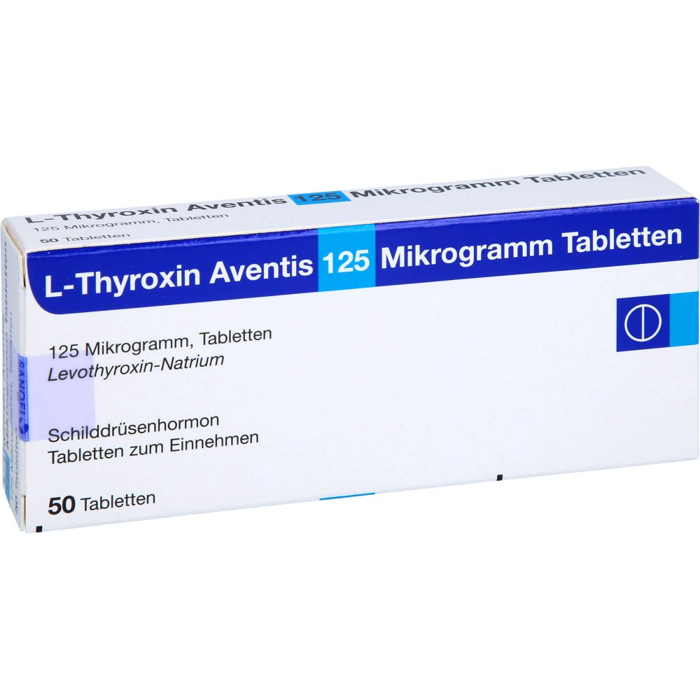 Das Produktfoto zeigt L-Thyroxin Aventis 125 Μg Tabletten (50 stk) PZN 12727138