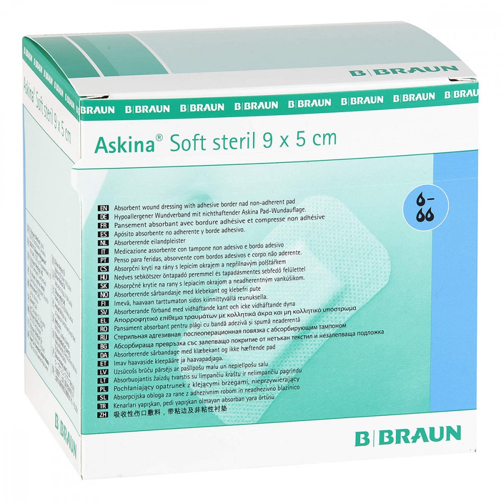 Das Produktfoto zeigt Askina Soft Wundverband 5x9 Cm Steril (50 stk) PZN 12736172