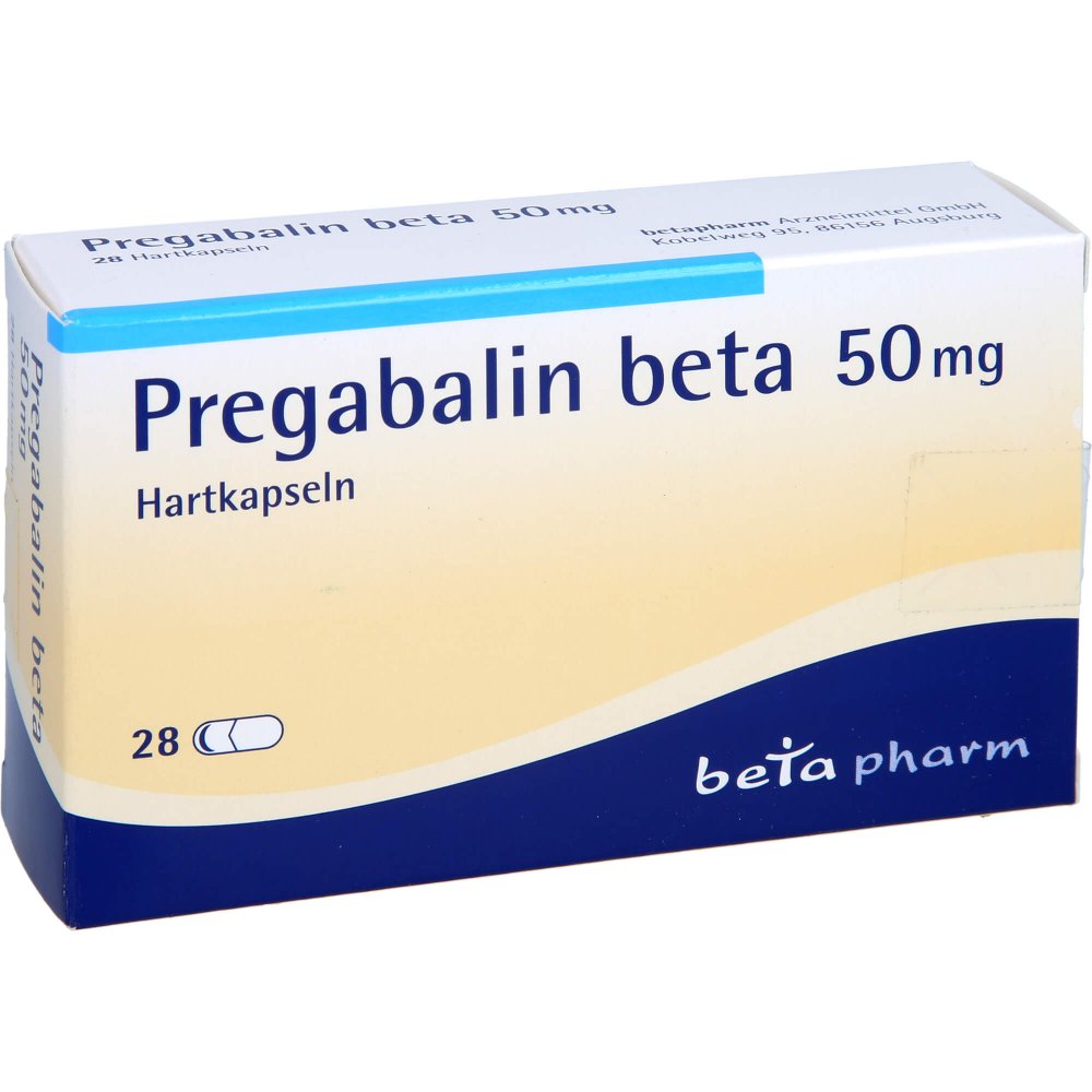 Das Produktfoto zeigt Pregabalin Beta 50 Mg Hartkapseln (28 stk) PZN 12740251