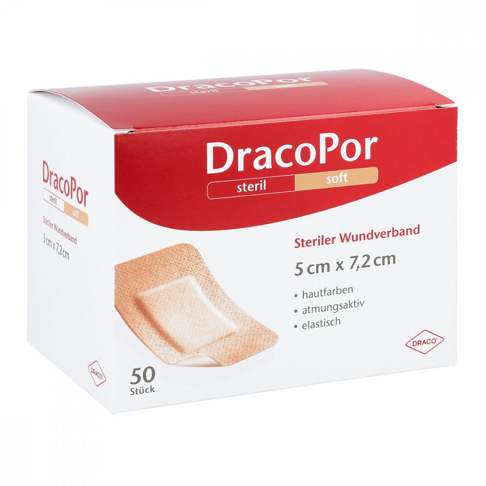 Dracopor Wundverband 5x7,2 Cm Steril Hautfarben (50 stk)