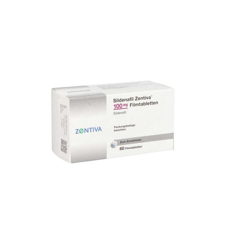Das Produktfoto zeigt Sildenafil Zentiva 100 Mg Filmtabletten (60 stk) PZN 12902357