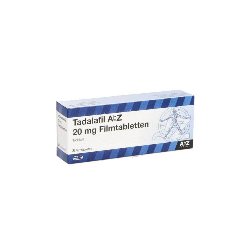 Das Produktfoto zeigt Tadalafil Abz 20 Mg Filmtabletten (8 stk) PZN 13168824