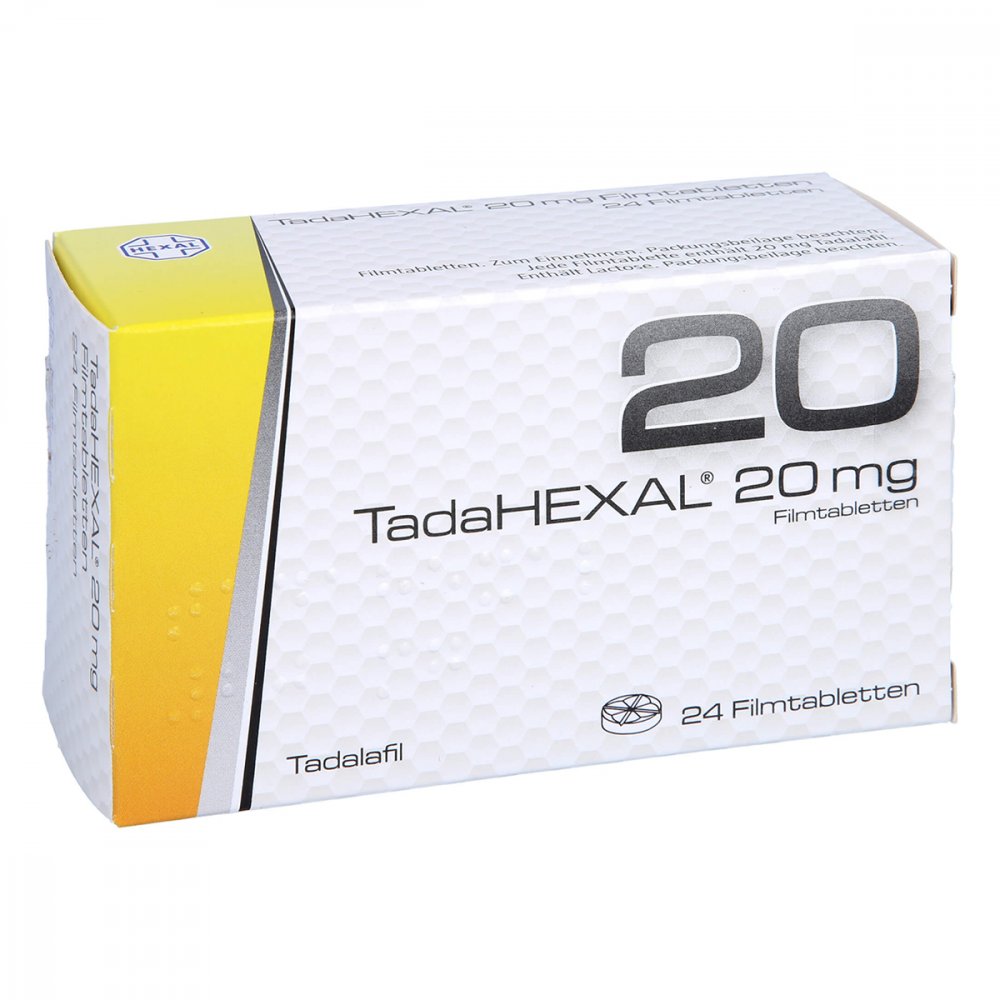 Das Produktfoto zeigt Tadahexal 20 Mg Filmtabletten (24 stk) PZN 13245499