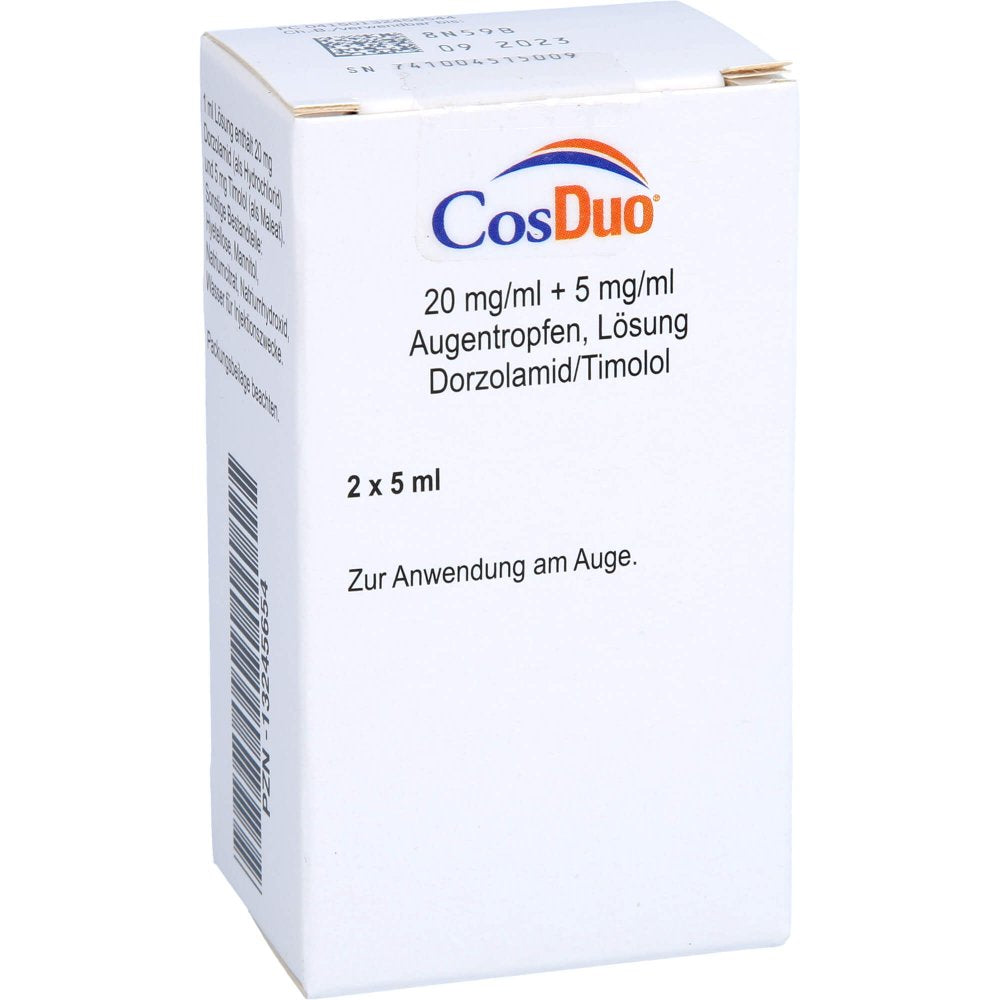 Das Produktfoto zeigt Cosduo 20 Mg/Ml + 5 Mg/Ml Augentropfen (2X5 ml) PZN 13245654