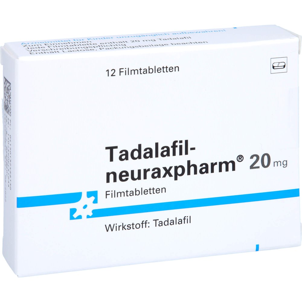 Das Produktfoto zeigt Tadalafil-Neuraxpharm 20 Mg Filmtabletten (12 stk) PZN 13246613