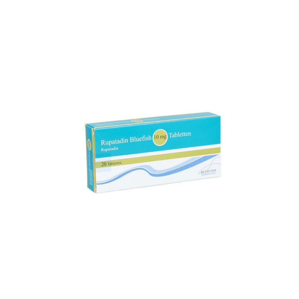 Das Produktfoto zeigt Rupatadin Bluefish 10 Mg Tabletten (20 stk) PZN 13247877