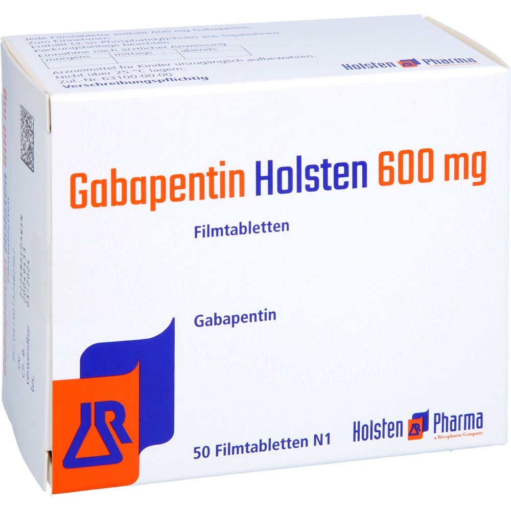 Das Produktfoto zeigt Gabapentin Holsten 600 Mg Filmtabletten (50 stk) PZN 13248256