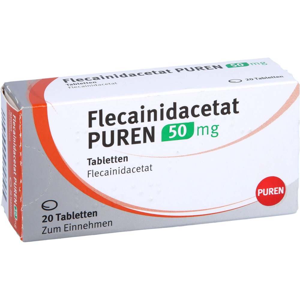 Das Produktfoto zeigt Flecainidacetat Puren 50 Mg Tabletten (20 stk) PZN 13249965