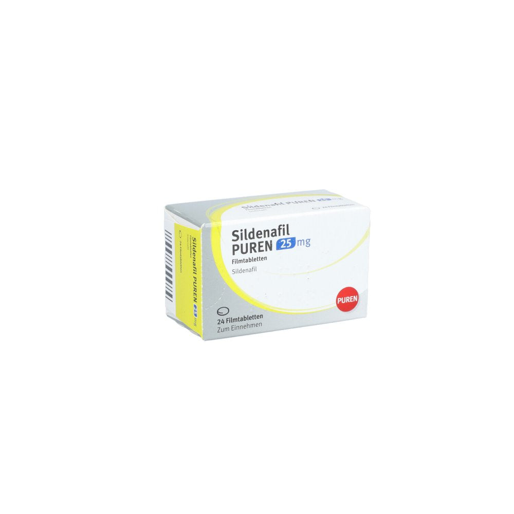 Das Produktfoto zeigt Sildenafil Puren 25 Mg Filmtabletten (24 stk) PZN 13353243