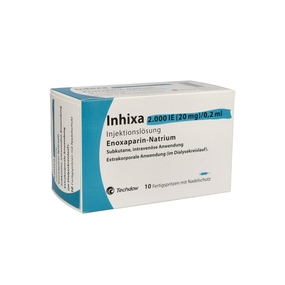 Das Produktfoto zeigt Inhixa 2.000 I.E. 20 Mg/0,2 Ml Ilo F.Sp.+Sich-Sys. (10 stk) PZN 13415369