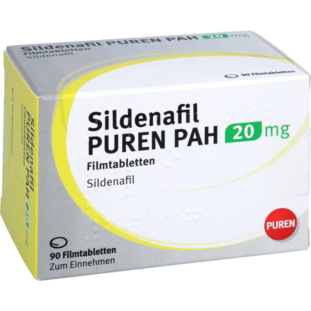 Das Produktfoto zeigt Sildenafil Puren Pah 20 Mg Filmtabletten (90 stk) PZN 13417322