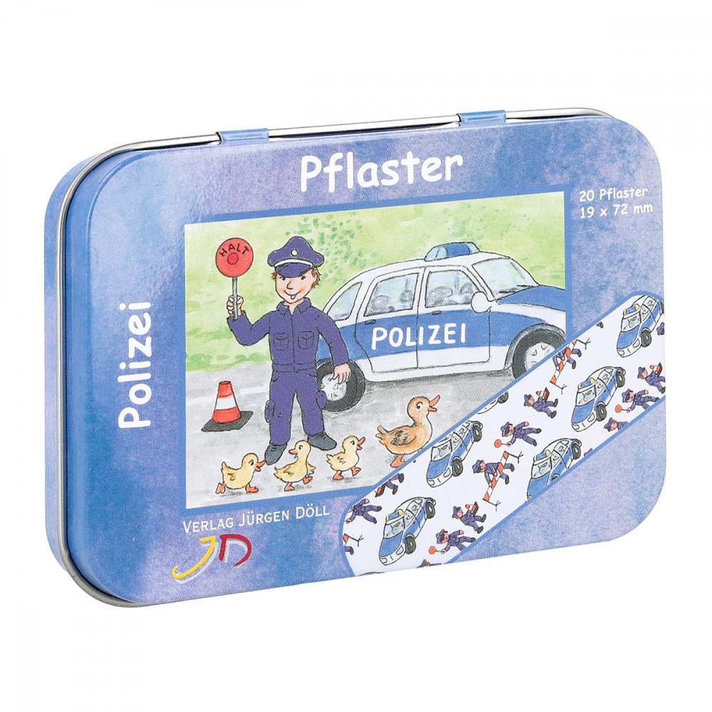 Das Produktfoto zeigt Kinderpflaster Polizei Dose (20 stk) PZN 13514309