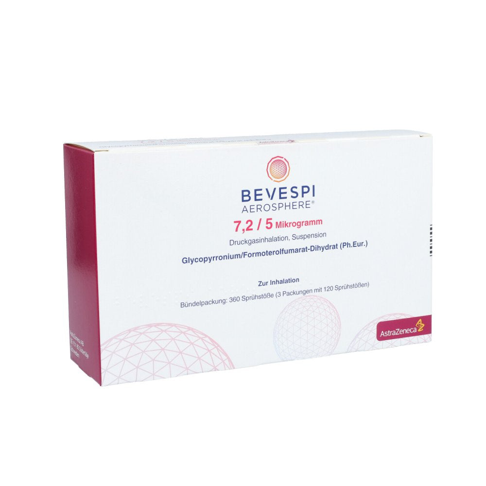 Das Produktfoto zeigt Bevespi Aerosphere 7,2 Μg/5 Μg Dru.Gasinh.3x120hub (3 stk) PZN 13570727