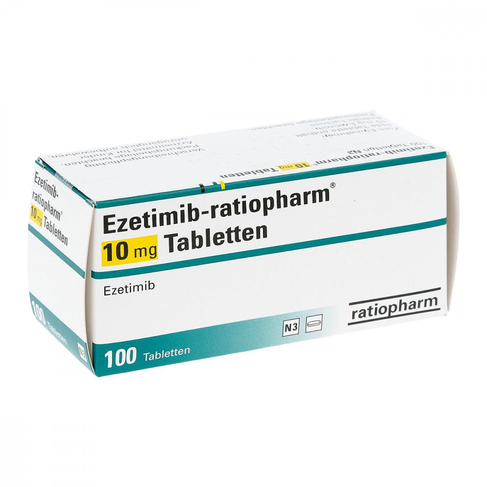 Das Produktfoto zeigt Ezetimib-Ratiopharm 10 Mg Tabletten (100 stk) PZN 13572689
