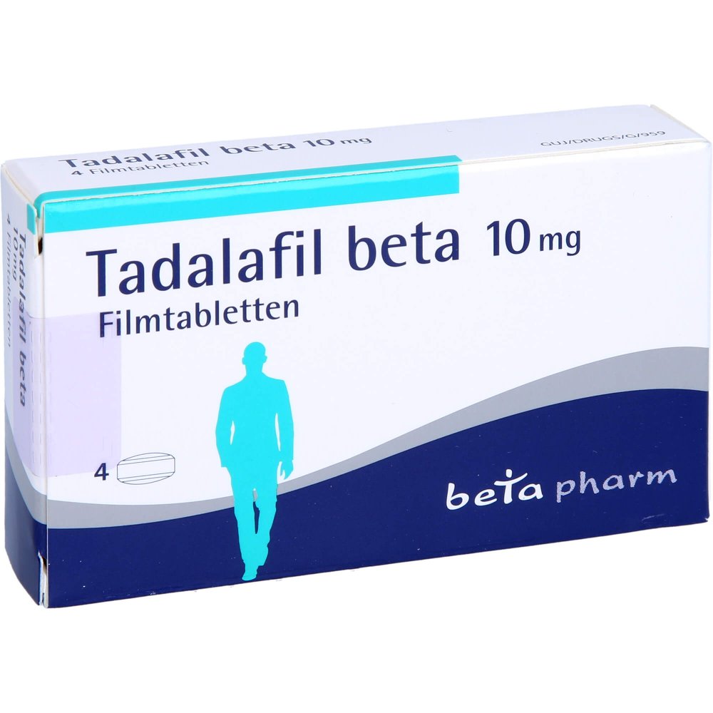 Das Produktfoto zeigt Tadalafil Beta 10 Mg Filmtabletten (4 stk) PZN 13700124
