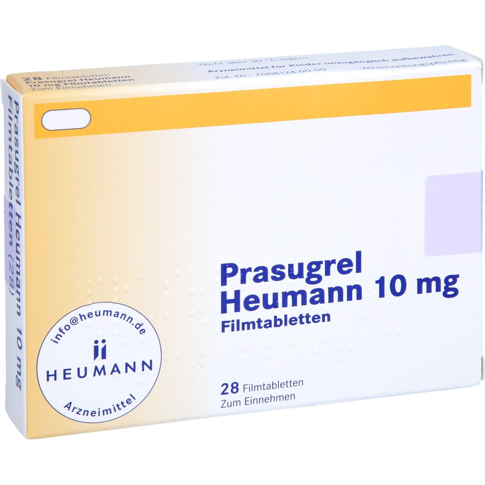 Das Produktfoto zeigt Prasugrel Heumann 10 Mg Filmtabletten (28 stk) PZN 13706440