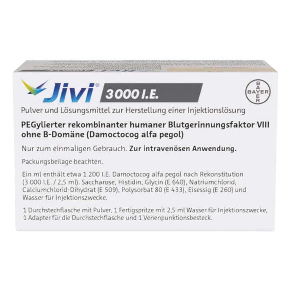 Das Produktfoto zeigt Jivi 3000 I.E. Plv.U.Lösungsm.Z.Her.E.Inj.-Lsg. (1 stk) PZN 13709007