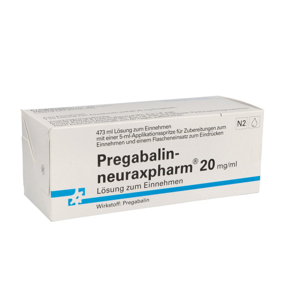 Das Produktfoto zeigt Pregabalin-Neuraxpharm 20 Mg/Ml Lsg.Z.Einnehmen (473 ml) PZN 13719106
