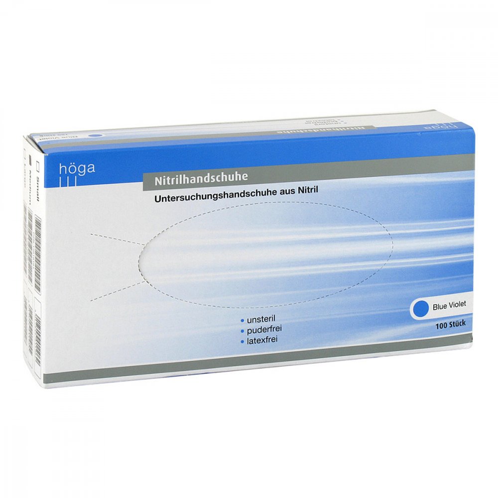Das Produktfoto zeigt Nitril Handschuhe Unste.Puderfrei Gr.M Blue Violet (100 stk) PZN 13818216