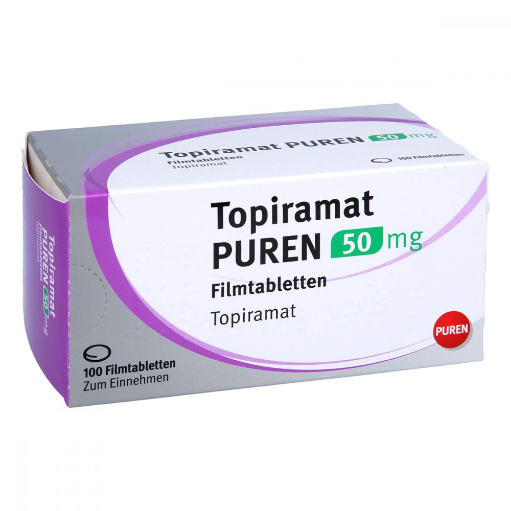 Das Produktfoto zeigt Topiramat Puren 50 Mg Filmtabletten (100 stk) PZN 13821276
