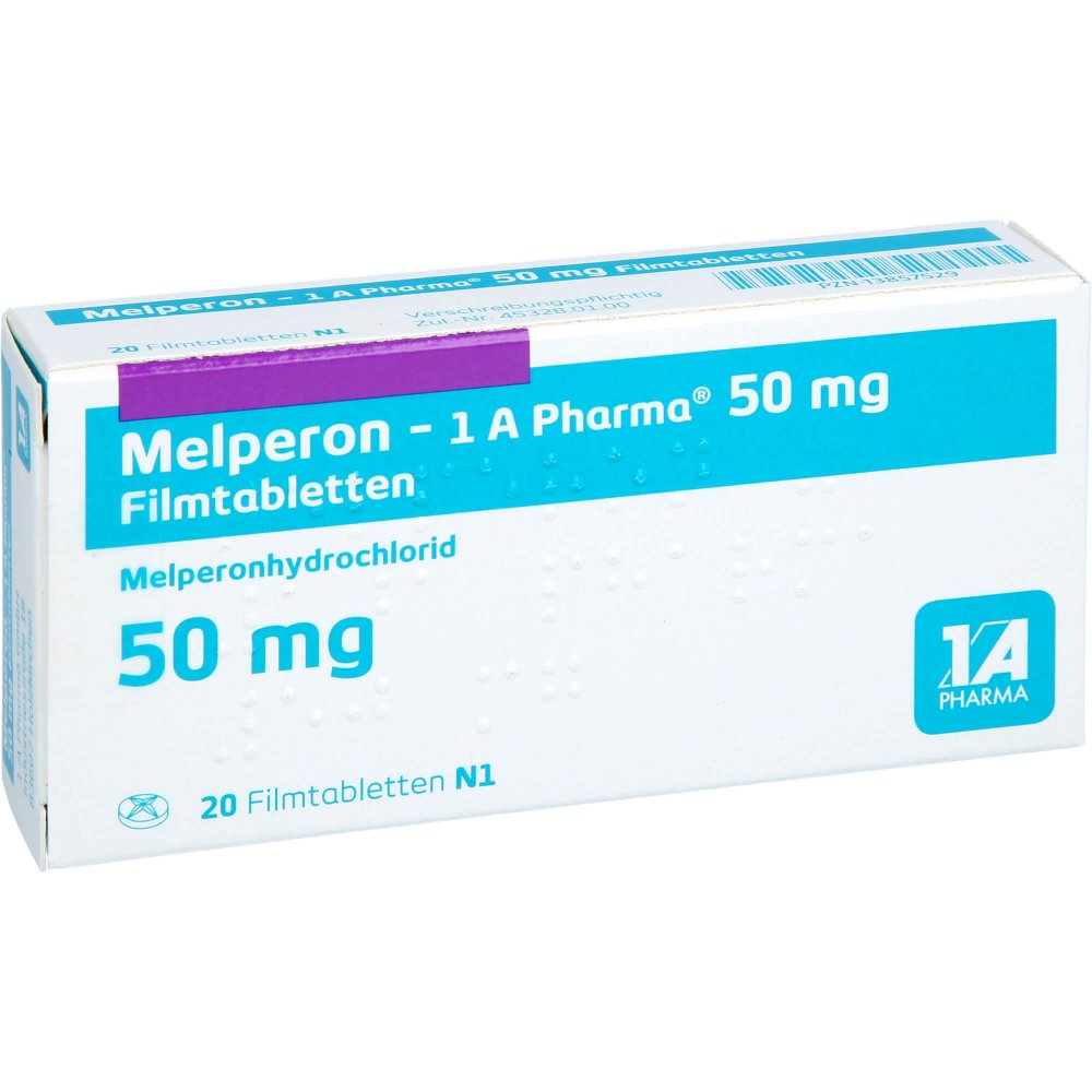 Das Produktfoto zeigt Melperon-1a Pharma 50 Mg Filmtabletten (20 stk) PZN 13857529